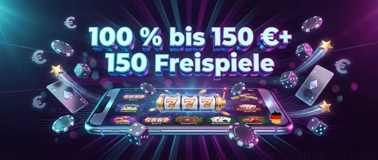 100 % bis 150 €+ 150 Freispiele